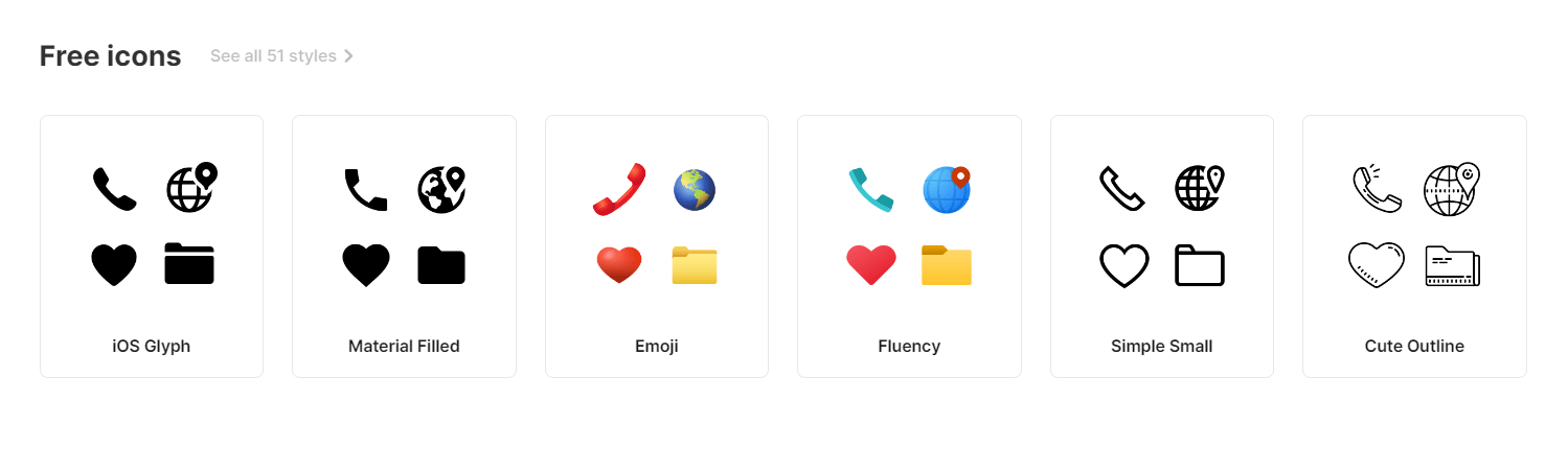 無料アイコンサイトicons8のトップページ