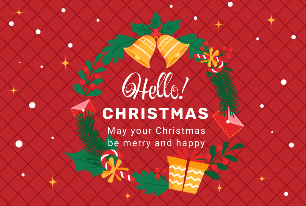 クリスマスリースのイラストのグリーティングカード