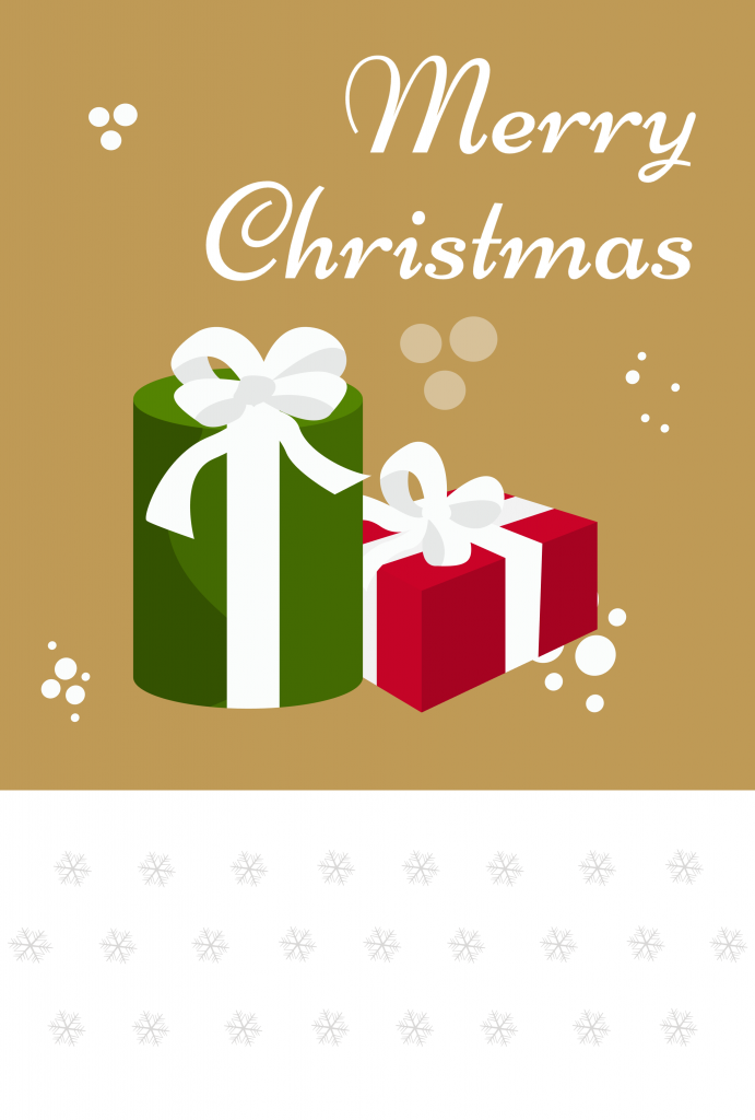 クリスマスカード リボンのかかったクリスマスプレゼント
